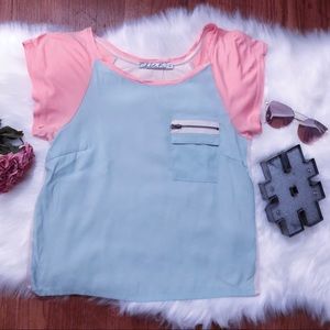 Chloe K Pastel Color Block Tee XS